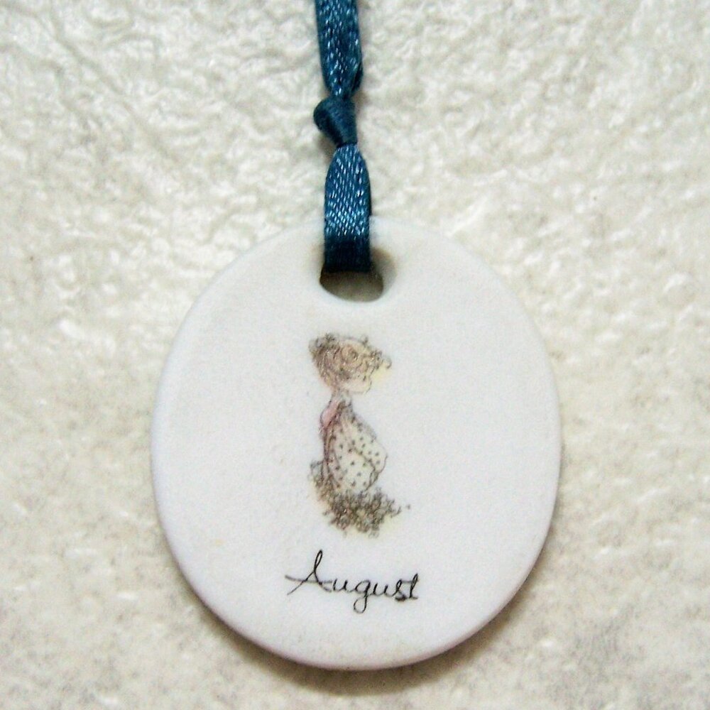 Vintage Precious Moments AUGUST Birthday Month Necklace Pendant